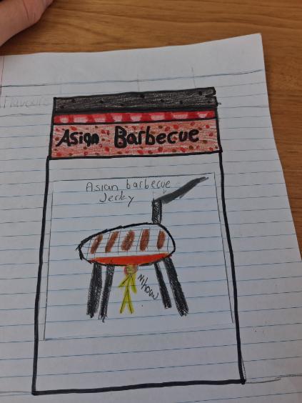 Original hand-drawn Asian Barbecue pack